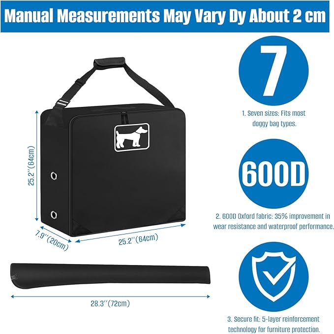 SIRUITON 2Pack Dog Playpen Storage Bag, Fits 24" H 8 Panels and 9 Stakes，Suitable for Foldable Exercise Pet Playpen, Dog Fence Travel Bag, with Reinforcing Plate & Shoulder