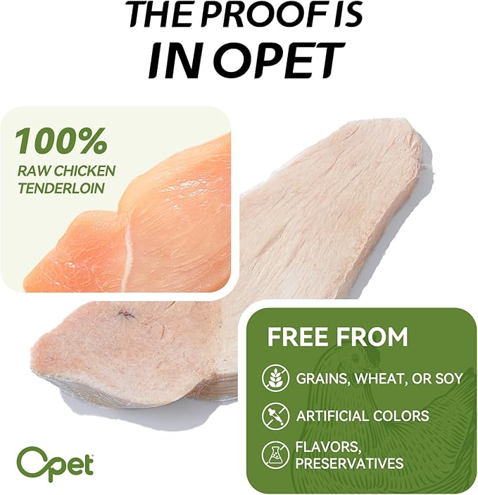 OPET Freeze Dried Chicken Cat Treats, Single Ingredient Grain Free High Protein Pet Food for Cats and Dogs, Healthy Training Snacks, Freeze Dried Cat Food (Chicken Breast, 5.92 Ounce)