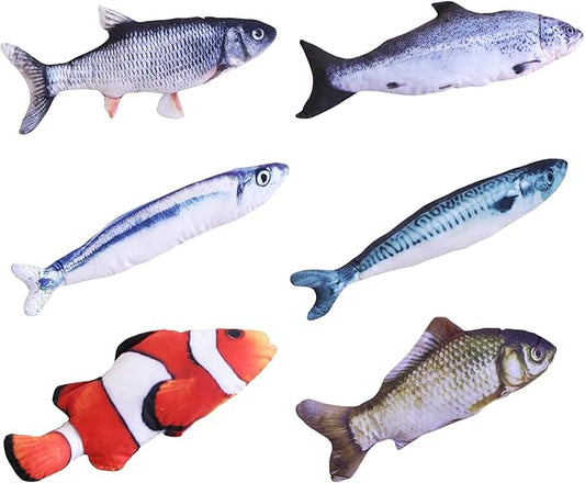 Catnip Toys 6 Pcs Set - Simulated Fish Fake Fish Realistic Soft Catnip Contained Catnip Catnip Toys for Cats and Kittens (Multi Colors)