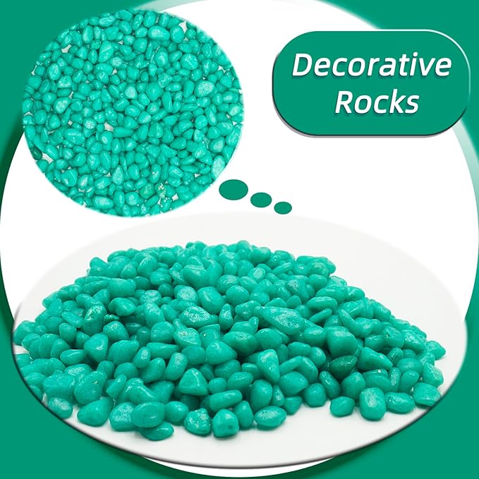 Green Pebbles for Crafts, 0.9 Pound Natural Polished Aquarium Gravel, Decorative Pebbles for Indoor Plants, Turtle Tank, Vase, Succulents Cactus, Garden Landscaping
