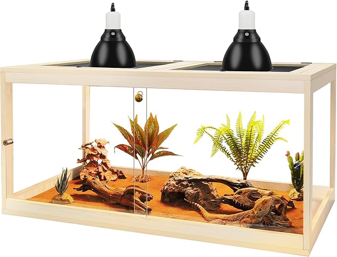 Reptile Terrarium Tank 60 Gallon Maximum, Lizard Tank Bearded Dragon Tank with Metal Mesh Roof Door, Snake Tank with Lock Design, 40" Length