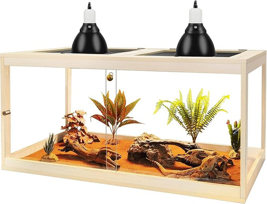 Reptile Terrarium Tank 60 Gallon Maximum, Lizard Tank Bearded Dragon Tank with Metal Mesh Roof Door, Snake Tank with Lock Design, 40" Length