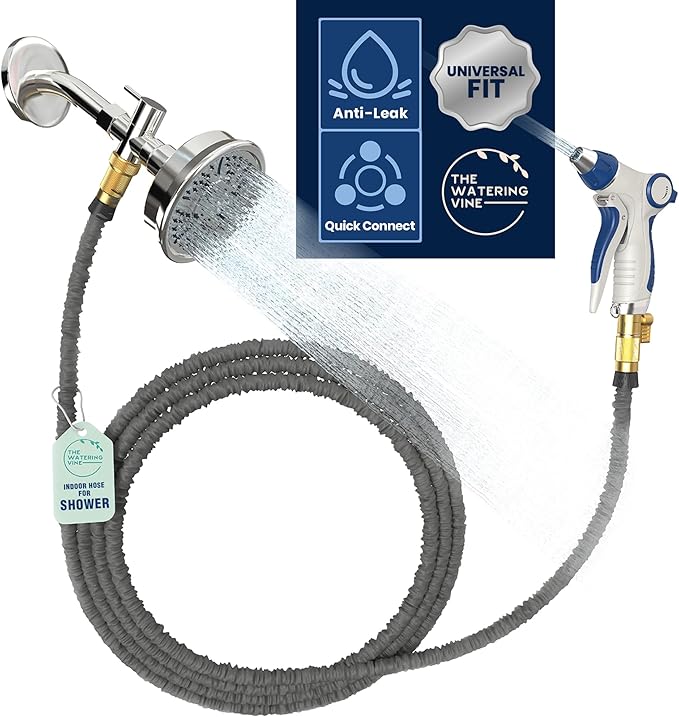 Indoor Hose Attachment with Handheld Sprayer for Dog Washing, Plant Watering, and Cleaning (75 FT) Long Hose with Universal Shower Head Adapter and Dog Shower Attachment