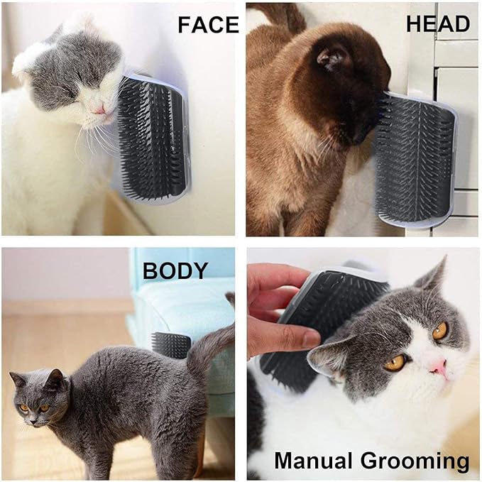 3.0 Softer Cat Self Groomer with Catnip, Dog Cat Corner Groomer,Wall Corner Scratcher Comb,Grooming Massage Brush, Perfect Scratch Massager Tool for Long & Short Fur Kitten/Puppy (2 Pack)