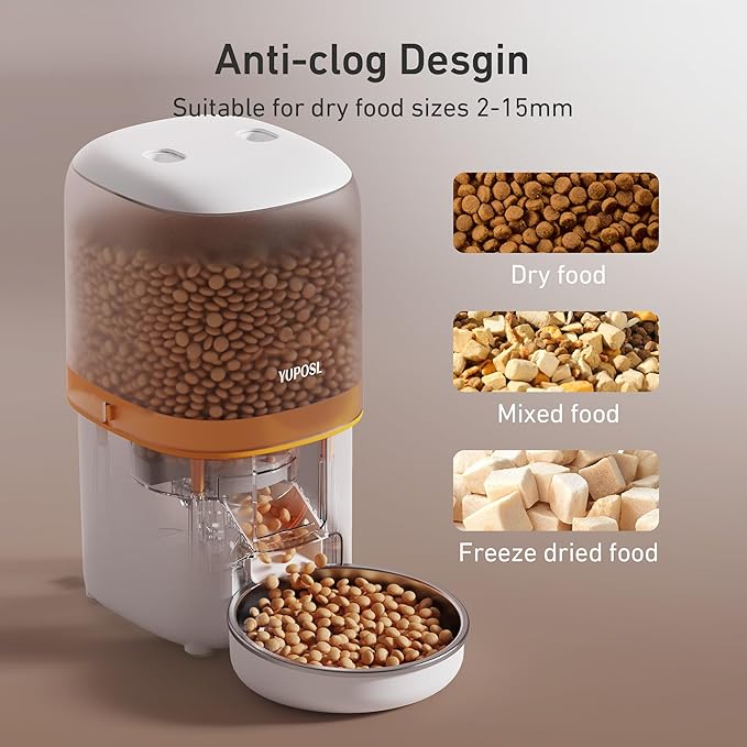 Automatic Cat Feeder - 4L Timed Auto Pet Feeder for Cat and Dog with Dry Food Dispenser, 180-day Battery Life, 1-6 Meals Per Day, 1-16 Portion, Desiccant Bag Keeps Food Fresh