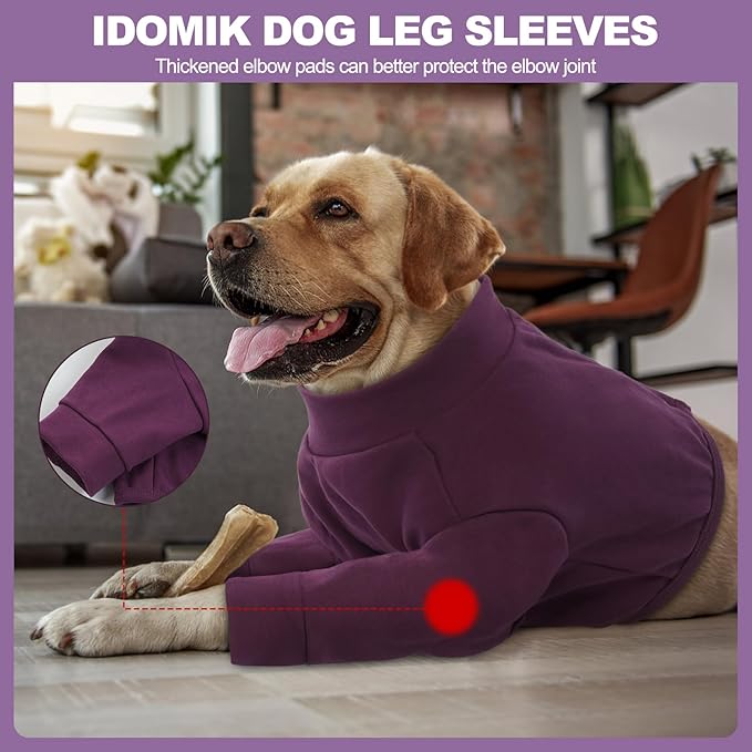 IDOMIK Dog Recovery Suit, Dog Surgery Recovery Suit Front Legs, Comfy Joint Leg Sleeves After Surgery, Elbow Braces Protector for Leg Injuries & Joint Pain, Cone Collar Alternatives,Purple,S