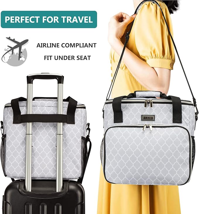 BAGLHER Dog Travel Bag, Pet Travel Bag (ALL Pet Travel Supplies), With 2 Pet Food Containers and 2 Collapsible Silicone Bowls; Essential Kits for Pet Travel DLwhite