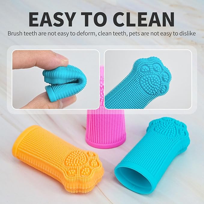Hera Harmony Finger Toothbrush for Small Dogs, Cats & Puppies, Soft Silicone, 3 Pack