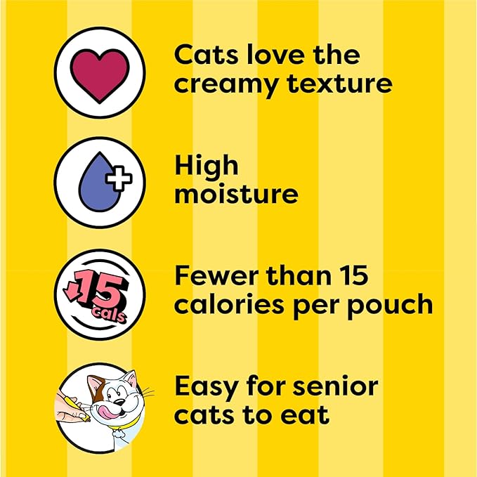 Temptations Creamy Puree Mix-Ups Squeezable Lickable Wet Cat Treats, Seafood Medley Flavor, 0.42 oz. Tubes, 4 Count, Pack of 11 (44 Total)