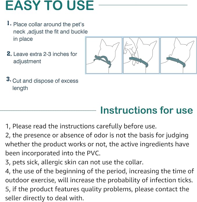 Flea and Tick Collar for Dogs and Cats - Safe and Natural Prevention and Control of Pests on Puppies and Kittens - Waterproof - Free Comb - 2-Pack (13.8 in & 27.5 in)