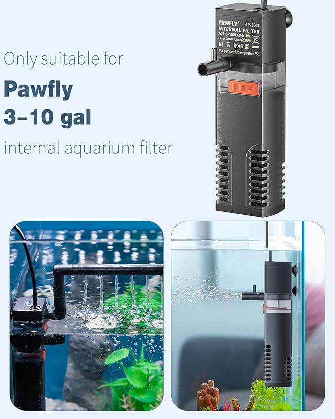 Pawfly 4 Pcs Replacement Filter Pads for 3-10 Gallon Internal Aquarium Filter, Fish Tank Filter Media Sponge, Black Bio Foam for Water Filtration