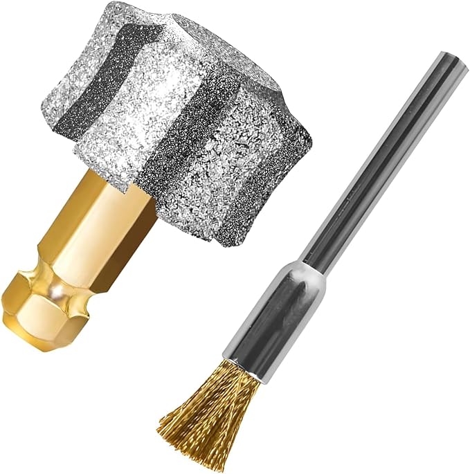 LENONG Fast Cooling Dog Nail Grinder Head with 7-Grooves, Anti-Clogging Diamond Pet Nail Grinder Replacement Bit with Steel Brush for Casfuy and Most Brands (1pcs 80#)