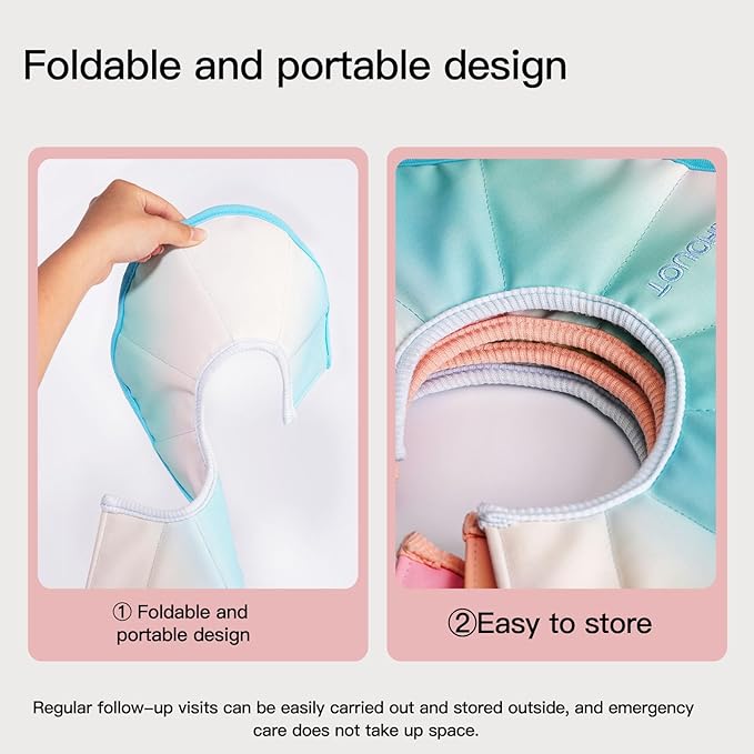 Touchdog Foldable Dog Cone Collar for Cats & Dogs - Adjustable Soft Recovery Collar with Waterproof PU Coating, Lightweight Design, 24.5cm/9.6in Wide Barrier (Blue Gradient Color, XL)