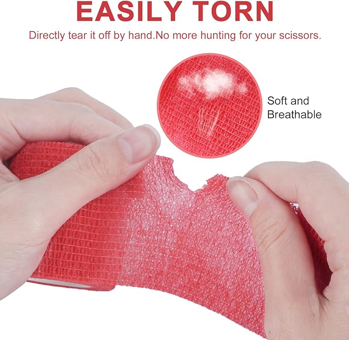 24 Pack Self Adhesive Bandage Wrap 2 Inch, Cohesive Medical Tape for Sports, Elastic Vet Wrap for Athletic, Ankle, Wrist Sprains, Pet First Aid