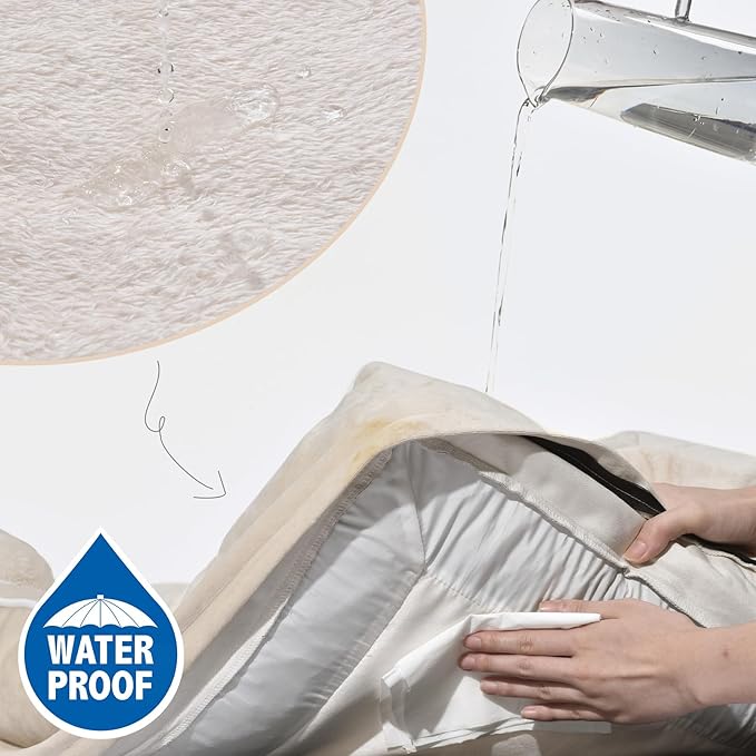 Comfort Expression Medium Dog Beds Waterproof Orthopedic Foam Dog Sofa Beds for Medium Large Dogs Comfy Pet Bed with Washable Removable Cover & Non-Slip Bottom(Medium,Beige)