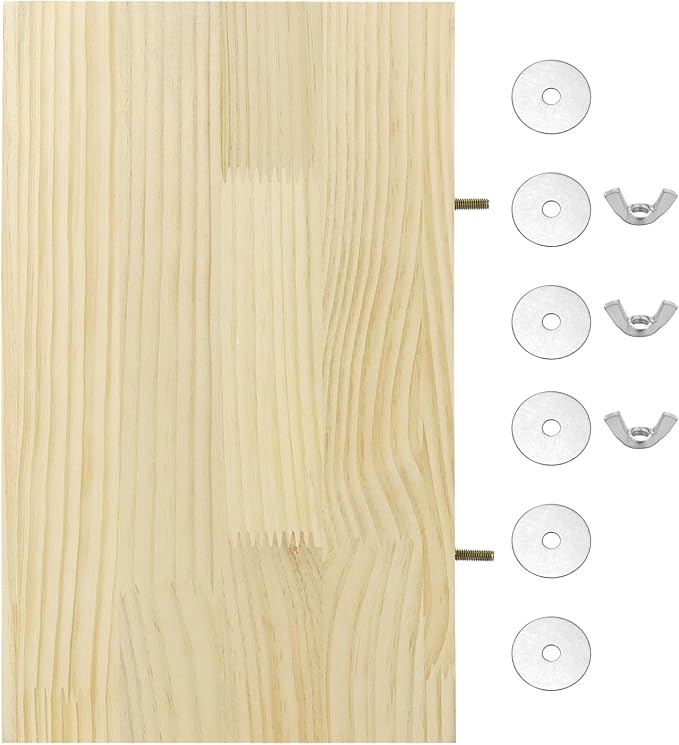 QWORK 13.6" x 7.9" Natural Wood Rectangle Stand for Bird Cages Suitable for Parakeets, Cockatiels, and Small Animals Easy Install with Stainless Steel Hardware 2 Pcs