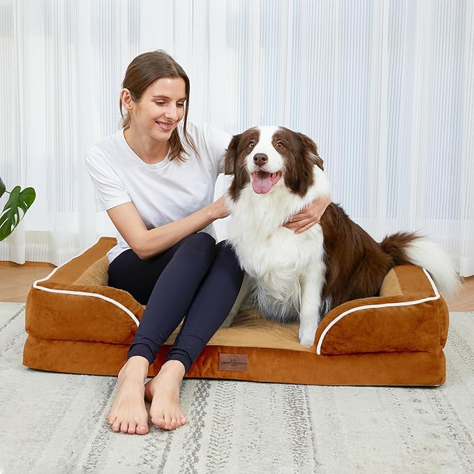 Comfort Expression Small Dog Beds Waterproof Orthopedic Foam Dog Sofa Beds for Small Dogs Comfy Pet Bed with Washable Removable Cover & Non-Slip Bottom(X-Small,Caramel)