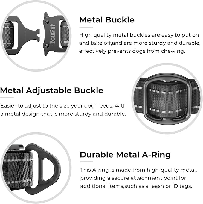 2025 Upgrade Airtag Dog Collar, Reflective Dog Collar with Airtag Holder, IP68 Waterproof| Metal Buckle| Ultra-Durable| Comfortable Padded, GPS Dog Collars for Medium Large Dogs (Black,L)