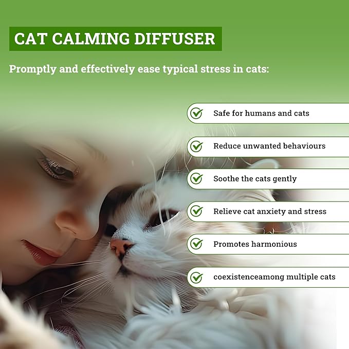 2 Diffusers& 6 Refills +2pcs Calming Collar Cat Calming Diffuser, Plug in Diffuser Cat Pheromone Calming Diffuser Starter Kit Helps Ruduce Anxious, Anti-Stress & Comforts Cats