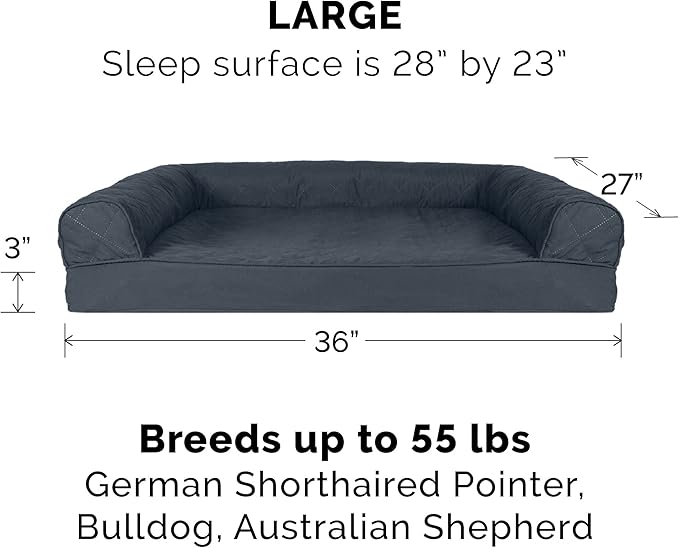 Furhaven Orthopedic Dog Bed for Large/Medium Dogs w/ Removable Bolsters & Washable Cover, For Dogs Up to 55 lbs - Quilted Sofa - Iron Gray, Large