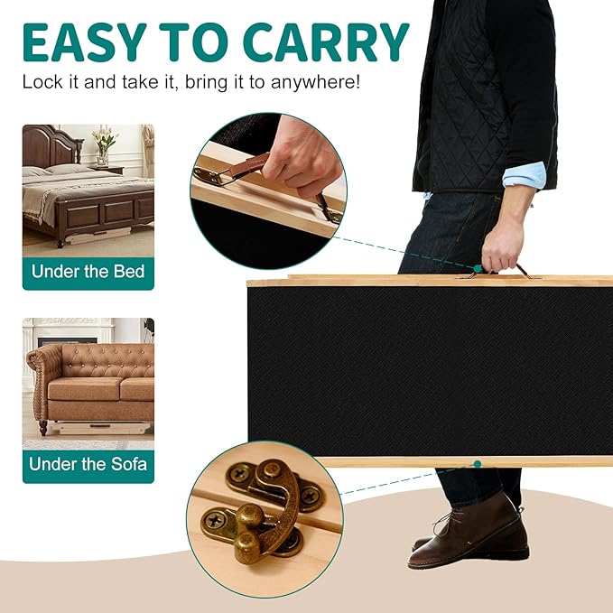 Dog Ramp for Bed, Adjustable Pet Ramps for Dog to Get on Bed, Non-Slip Rubber Surface - Folding Wooden Dog Ramp for Small/Large/Old Dogs, Adjustable up to 23.5 inch High Beds, Safety Railings