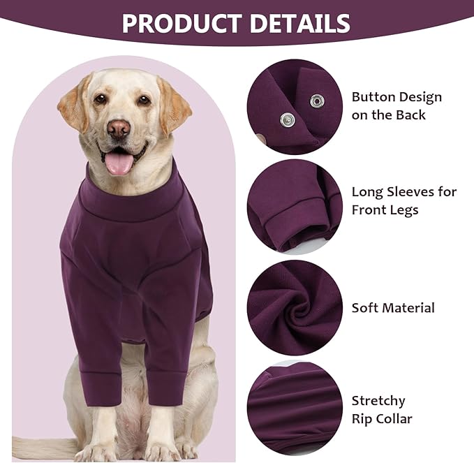 IDOMIK Dog Recovery Suit, Dog Surgery Recovery Suit Front Legs, Comfy Joint Leg Sleeves After Surgery, Elbow Braces Protector for Leg Injuries & Joint Pain, Cone Collar Alternatives,Purple,3XL
