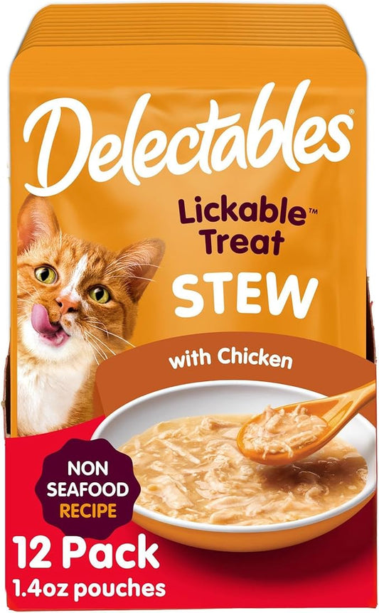 Delectables Non-Seafood Stew Lickable Wet Cat Treats, Chicken, 1.4 oz (Pack of 12)