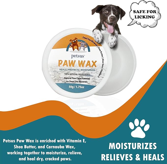 Natural Dog Paw & Nose Balm – Moisturizing Paw Wax with Dead Sea Minerals | Lick-Safe, Organic Balm for Dry, Cracked Paws & Dry Noses | Heat, Ice & Terrain Protection – 1.75 oz