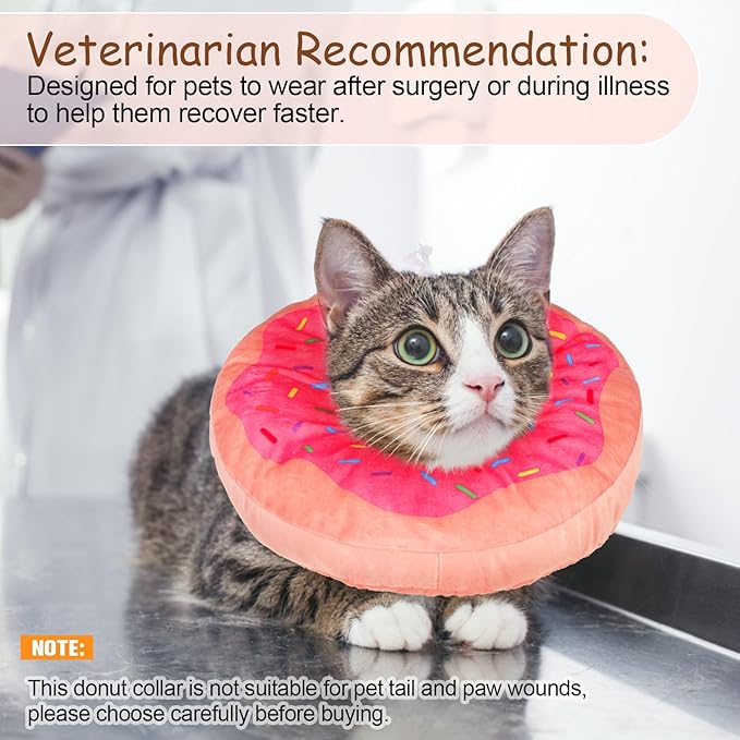 BEAUTYZOO Cat Cone Collars Soft, Cat Recovery E Collars After Surgery to Stop Licking, Adjustable Elizabeth Circle Collar Cute Pet Donut Pillow for Cats Kitten Small Dogs, Pink M