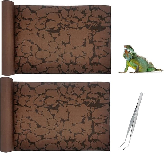 Tfwadmx 2 PCS Reptile Carpet Sand Mat Pet Terrarium Liner Lizard Bedding Mat Substrate Leopard Gecko Tank Accessories for Tortoise Turtle Snake Chameleon with Tweezers 16x23In
