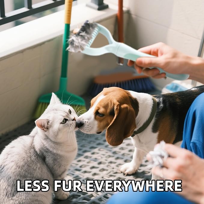 Pet Hair Removal Comb,New Cat Brush with Release Button,Pet Grooming Brush for Short&Long Pet Hair,Deshedding Brush for Pet (Green Set)