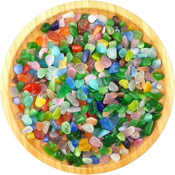WAYBER Colorful Pebbles, 2 Lbs/920g Decorative Crystal Stones Sea Glass Opal Rocks Gravel Sand for Aquarium/Turtle Tank/Succulent Plants/Flowerpot/Vase Decoration (Fill 2 Cups)