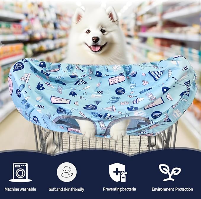 Shopping Cart Cover for Pets Dogs-Waterproof and Cooling Material,Portable and Easy-on Stretch Design with Carry Bag