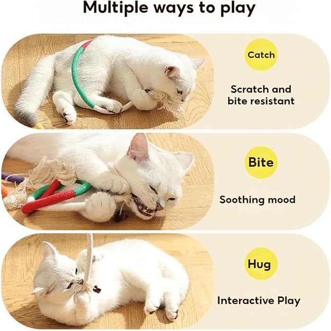 Celery Pets Cat Chew Rope,Catnip-Infused Organic Cotton Chew Rope Toys for Cats, Soft & Safe Dental Chew Toys for Indoor Cats, Self-Play and Teeth Cleaning (6PCS)