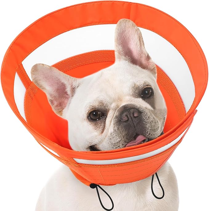 SAWMONG Cone for Dogs to Stop Licking, Soft Dog Cones for Small Dogs, Comfy Elizabeth E-Collar for Dog After Surgery, Adjustable Pet Recovery Collar for Wound Healing (S,Orange)