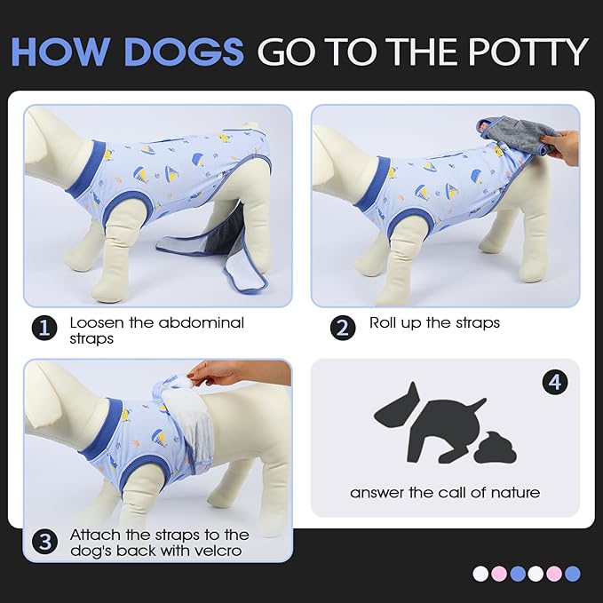 FUAMEY Recovery Suit for Dogs After Surgery,Soft Breathable Dog Bodysuit E-Collar & Cone Alternative Surgical Suit,Male Female Dog Neuter Spay Suits Anti Licking Wounds Onesie Blue Boat XXL