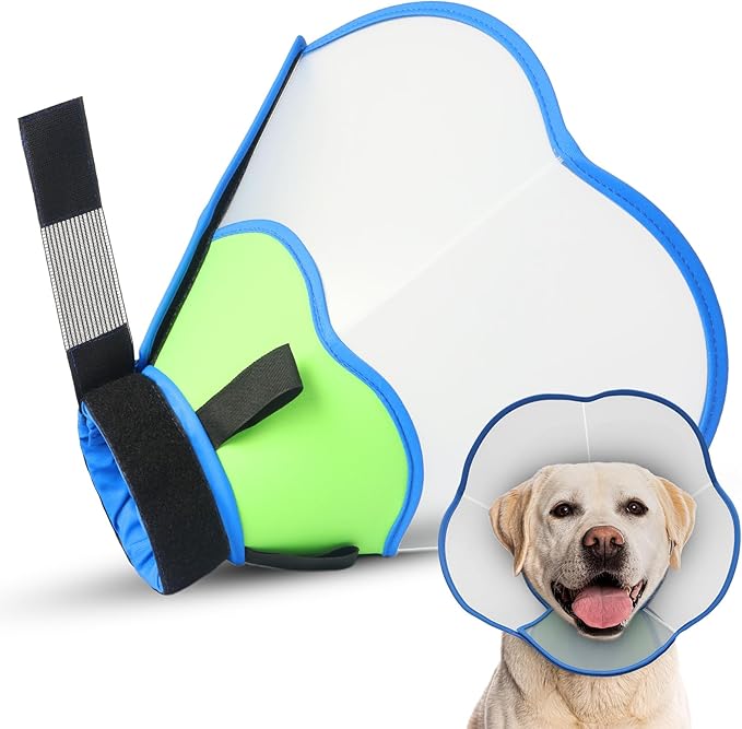 Hard & Heavy Plastic Dog Cone Collar Alternative for Lab Golden GSD (Small&Medium Sized),Pet Neck Head Protective Cone Anti-Lick, Adjustable Elizabethan Recovery Collar Cone of Shame for Healing