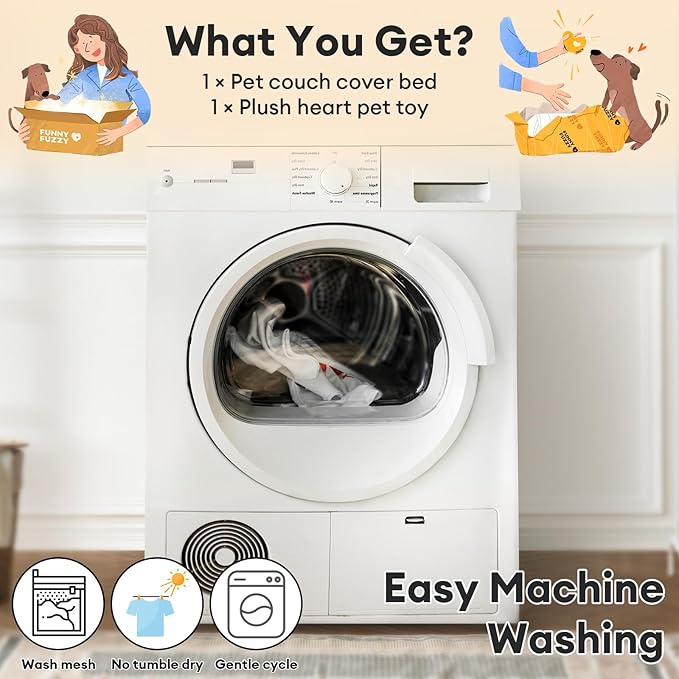 FUNNY FUZZY Pet Fluffy Fuzzy Couch Cover, Calming Washable Dog Bed Sofa Protector Pets Mat for Small Dogs and Cats (Tie-dye Grey,27.56 × 24.02 × 5.51 in)