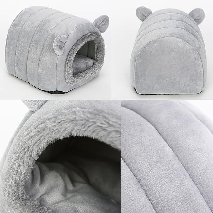 Hedgehog Bed Cave Nest Hideout, Hamster Guinea Pigs Small Animals Cage Supplies Warm House-Gray