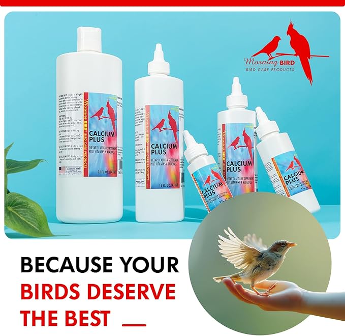 Morning Bird Calcium Plus Liquid Supplement for Birds - Liquid Calcium Formula with Magnesium and Vitamin D3 Calcium Supplement for All Birds – 8 Fl Oz