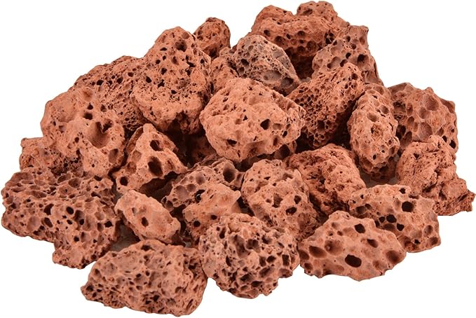 Mr. Fireglass 10 Pounds Lava Rocks Red Natural Stone Granules for Gas Fire Pit Fireplace & Gas Log Set - Decorative Landscaping Rocks for Indoor and Outdoor Use, 0.4" - 0.8" Sized