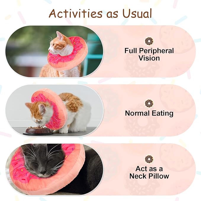 BEAUTYZOO Cat Cone Collars Soft, Cat Recovery E Collars After Surgery to Stop Licking, Adjustable Elizabeth Circle Collar Cute Pet Donut Pillow for Cats Kitten Small Dogs, Pink M