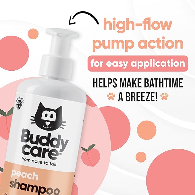 Peach Cat Shampoo - Deep Cleansing Shampoo for Cats - Fruity Scented - with Aloe Vera and B5 (16.90oz)