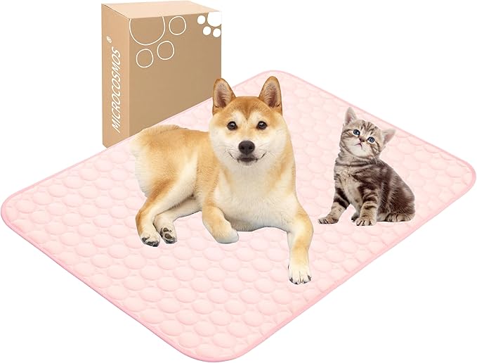 MICROCOSMOS Summer Cooling Mat & Sleeping Pad- Water Absorption Top, Materials Safe, Easy Carry, EZ Clean. Keep Cooling for Pets, Kids and Adults.(Pink, 40" x 28")