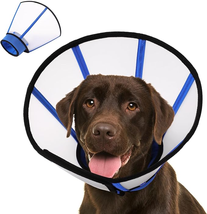 KOESON Dog Cone XL, Soft Cones for Large Dogs, Lightwieght and Clear Dog Collars & Cones to Stop Licking After Surgery, Breathable Pet Recovery Cones E-Collar for Extra Large Dogs, Blue XL