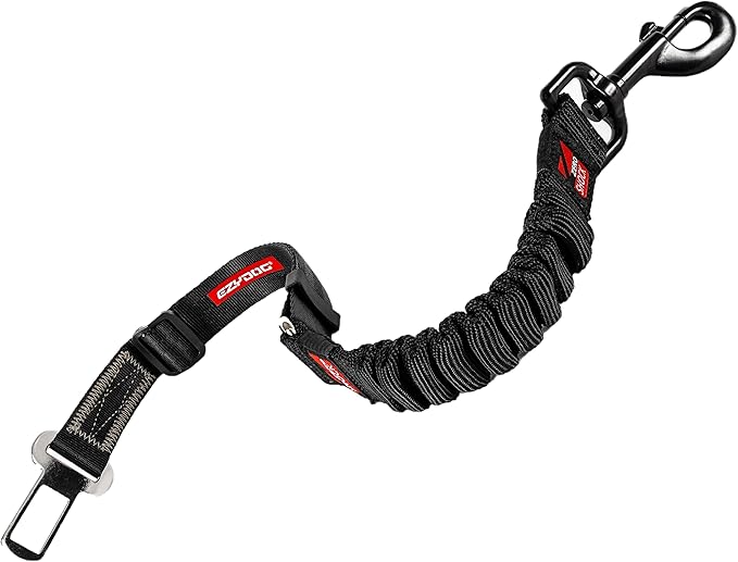 EzyDog Zero Shock Click - Shock Absorbing Dog Seat Belt Car Harness Attachment for Dogs - Adjustable Dog Restraints Seatbelts for Car Travel and Safety - (20in - 26in, Black)