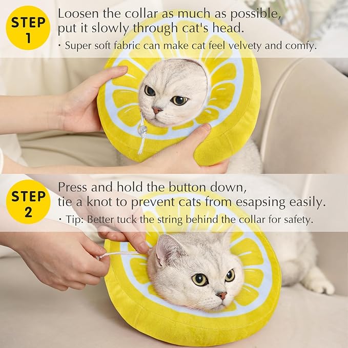 ANWA Adjustable Cat Cone Collar Soft, Cute Cat Donut Collar After Surgery, Kitten Recovery Cones to Stop Licking