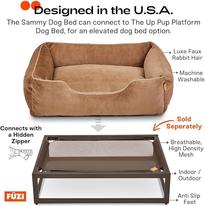 FUZI Luxury Aesthetic Dog Bed with Extra Cover for Medium Dogs, Washable Pet Couch, Pet Bed with Sides, Non-Slip Bottom, Soft & Durable Calming Dog Bed, Faux Fur, Medium 31.75x23.6x9.5 Soft White