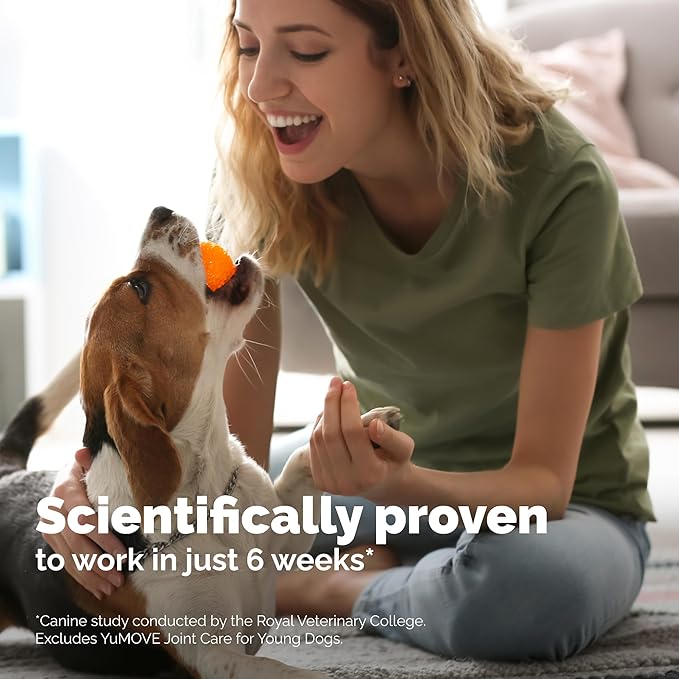 YuMOVE Hip & Joint Supplement for Dogs with Glucosamine, Hyaluronic Acid, Green Lipped Mussel & Omega 3 Joint Supplement - Regular or Advanced Strength (45ct, Advanced Vet Strength Soft Chews)