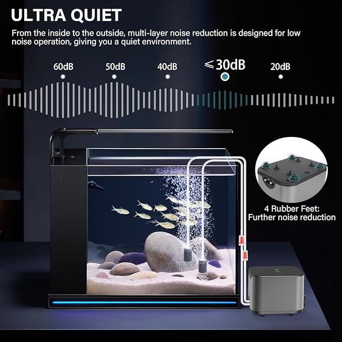 hygger Aquarium Air Pump 10W 285GPH Ultra Quiet Powerful Fish Tank Air Pump with Adjustable Knob Dual Outlets Air Stone Fish Tank Bubbler Aerator for Up to 600 Gallon Tank